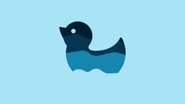 Blue Rubber Duck Icon Isolated Blue Background Video Motion Graphic — ストック動画