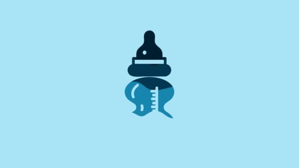 Blue Baby Bottle Icon Isolated Blue Background Feeding Bottle Icon — Video Stock