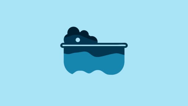 Blue Baby Bathtub Foam Bubbles Icon Isolated Blue Background Video — Stock video