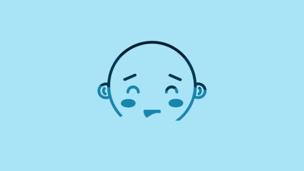 Blue Happy Little Boy Head Icon Isolated Blue Background Face — Video Stock