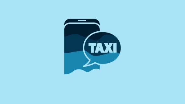 Blue Taxi Call Telephone Service Icon Isolated Blue Background Taxi — стоковое видео
