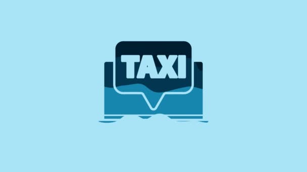 Blue Laptop Call Taxi Service Icon Isolated Blue Background Video — Stockvideo