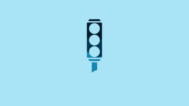 Blue Traffic Light Icon Isolated Blue Background Video Motion Graphic — Video Stock