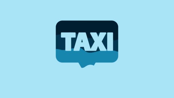 Blue Map Pointer Taxi Icon Isolated Blue Background Location Symbol — Stockvideo