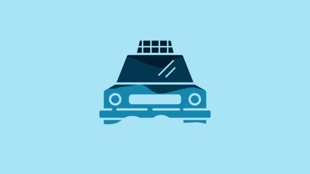 Blue Taxi Car Icon Isolated Blue Background Video Motion Graphic — 비디오