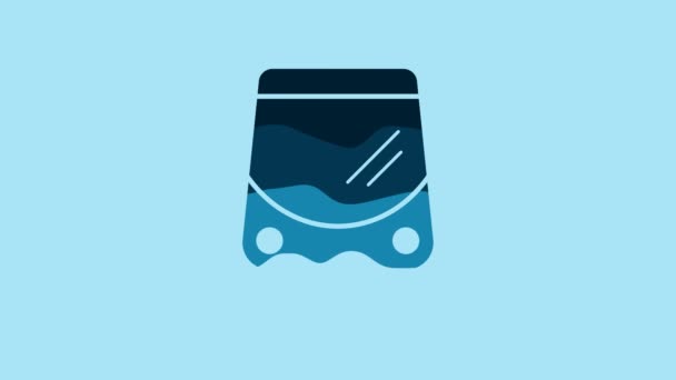 Blue Tram Railway Icon Isolated Blue Background Public Transportation Symbol — 비디오