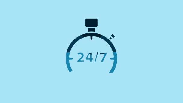 Blue Stopwatch Hours Icon Isolated Blue Background All Day Cyclic — Stockvideo