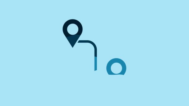 Blue Route Location Icon Isolated Blue Background Map Pointer Sign — Wideo stockowe