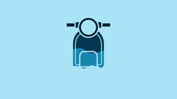 蓝色滑板车图标隔离在蓝色背景 4K视频运动图形动画 — 图库视频影像