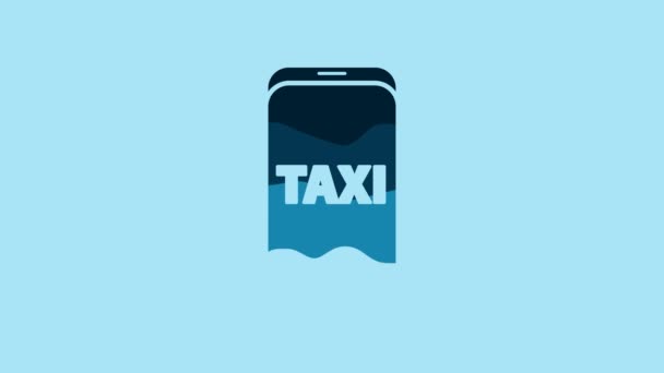 Blue Taxi Call Telephone Service Icon Isolated Blue Background Taxi — Wideo stockowe
