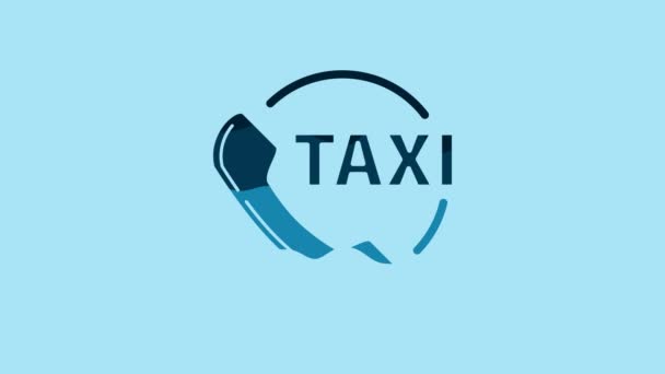 Blue Taxi Call Telephone Service Icon Isolated Blue Background Taxi — Vídeo de Stock
