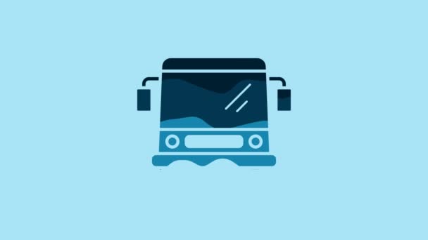 Blue Bus Icon Isolated Blue Background Transportation Concept Bus Tour — Vídeo de Stock