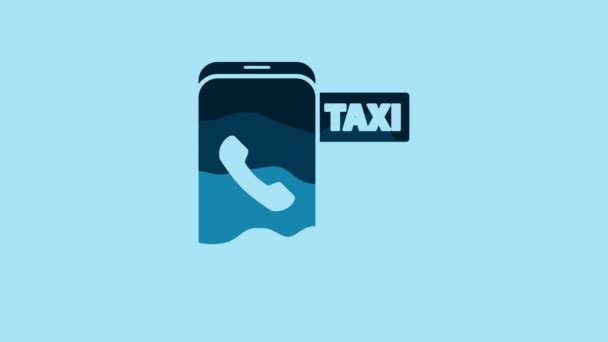 Blue Taxi Call Telephone Service Icon Isolated Blue Background Taxi — стоковое видео