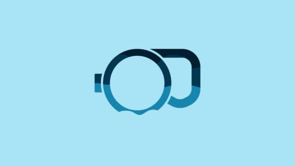 Blue Retractable Cord Leash Carabiner Icon Isolated Blue Background Pet — Vídeo de Stock