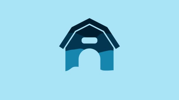 Blue Dog House Icon Isolated Blue Background Dog Kennel Video — Stock video