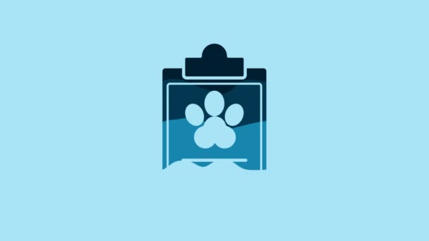 Blue Clipboard Medical Clinical Record Pet Icon Isolated Blue Background — Video