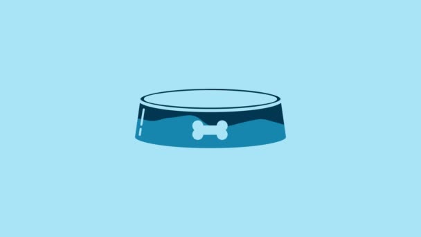 Blue Pet Food Bowl Cat Dog Icon Isolated Blue Background — Wideo stockowe