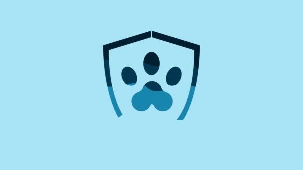 Blue Animal Health Insurance Icon Isolated Blue Background Pet Protection — Stockvideo