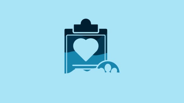 Blue Clipboard Іконою Медичних Клінічних Записів Ізольованою Синьому Фоні Медична — стокове відео