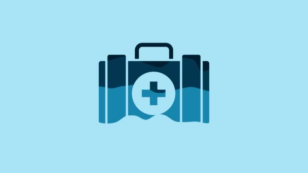 Blue Pet First Aid Kit Icon Isolated Blue Background Dog — Stockvideo