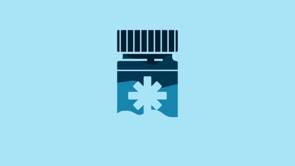 Blue Dog Medicine Bottle Pills Icon Isolated Blue Background Container — 图库视频影像