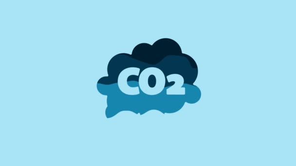Blue Co2 Emissions Cloud Icon Isolated Blue Background Carbon Dioxide — Vídeo de Stock