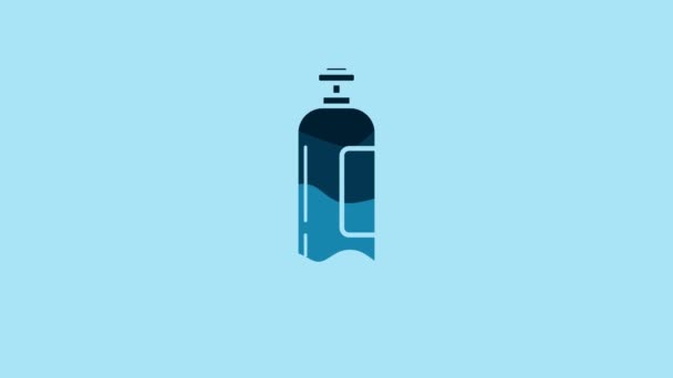 蓝色工业气缸罐 用于所有惰性气体和混合惰性气体图标隔离蓝色背景 4K视频运动图形动画 — 图库视频影像
