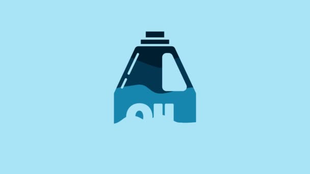 Blue Plastic Canister Motor Machine Oil Icon Isolated Blue Background — стоковое видео
