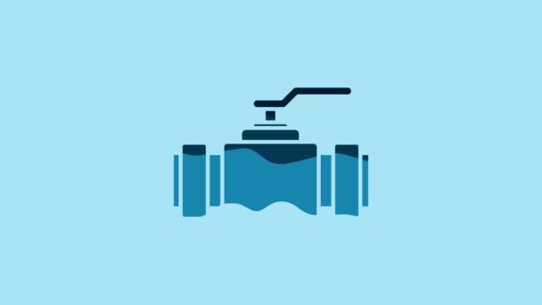 Blue Industry Metallic Pipes Valve Icon Isolated Blue Background Video — Stock videók