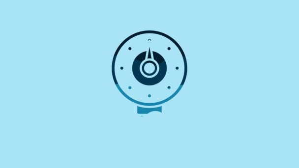 Blue Motor Gas Gauge Icon Isolated Blue Background Empty Fuel — 비디오