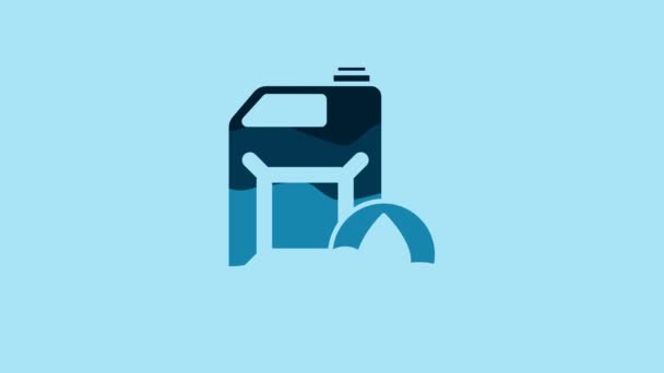 Blue Plastic Canister Motor Machine Oil Icon Isolated Blue Background — Vídeo de Stock