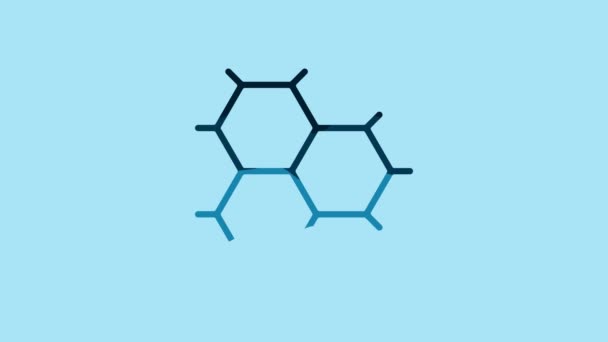 Blue Chemical Formula Consisting Benzene Rings Icon Isolated Blue Background — Stock Video