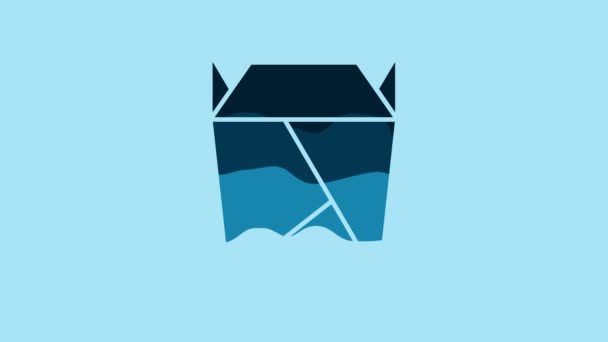 Blue Chinese Restaurant Opened Take Out Box Filled Icon Isolated — 비디오