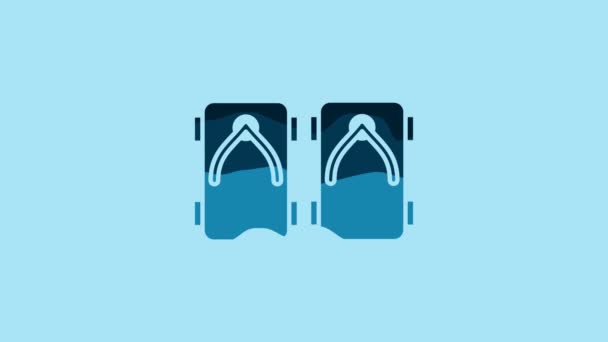 Blue Geta Traditional Japanese Shoes Icon Isolated Blue Background Video — Wideo stockowe