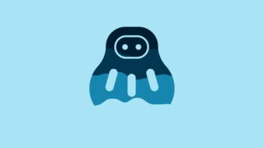 Blue Maneki neko cat icon isolated on blue background. Japan lucky charm. 4K Video motion graphic animation.