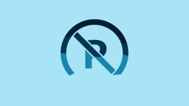 Blue No Parking or stopping icon isolated on blue background. Street road sign. 4K Video motion graphic animation.