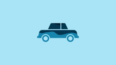 Blue Car icon isolated on blue background. 4K Video motion graphic animation.