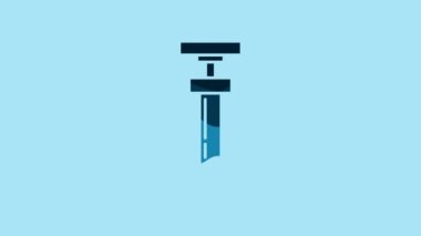 Blue Car air pump icon isolated on blue background. 4K Video motion graphic animation.
