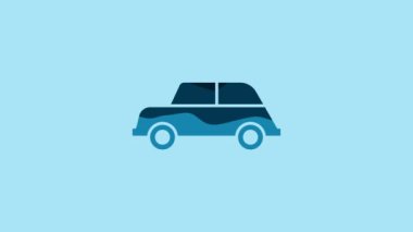 Blue Car icon isolated on blue background. 4K Video motion graphic animation.