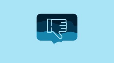 Blue Dislike in speech bubble icon isolated on blue background. 4K Video motion graphic animation.