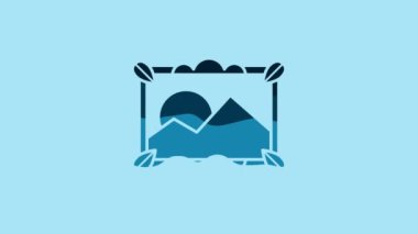 Blue Picture landscape icon isolated on blue background. 4K Video motion graphic animation.