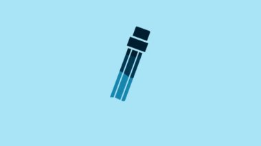 Blue Pencil with eraser and line icon isolated on blue background. Education sign. Drawing and educational tools. 4K Video motion graphic animation.