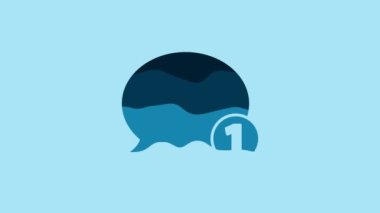 Blue Speech bubble chat icon isolated on blue background. Message icon. Communication or comment chat symbol. 4K Video motion graphic animation.