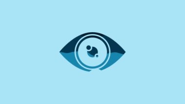 Blue Eye icon isolated on blue background. 4K Video motion graphic animation.