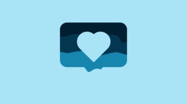 Blue Like and heart icon isolated on blue background. Counter Notification Icon. Follower Insta. 4K Video motion graphic animation.