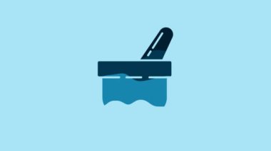 Blue Mortar and pestle icon isolated on blue background. 4K Video motion graphic animation.