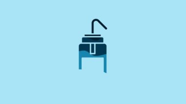Blue Laboratory wash bottle for chemistry and science lab icon isolated on blue background. Equipment for spraying water and solvents. 4K Video motion graphic animation.