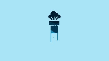 Blue Test tube and flask chemical laboratory test icon isolated on blue background. Laboratory glassware sign. 4K Video motion graphic animation.