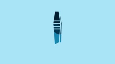 Blue Tweezers icon isolated on blue background. 4K Video motion graphic animation.