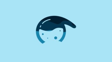 Blue Test tube and flask chemical laboratory test icon isolated on blue background. Laboratory glassware sign. 4K Video motion graphic animation.